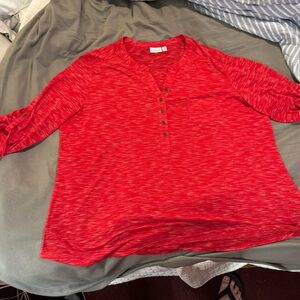 Women's Red Button-Up Top